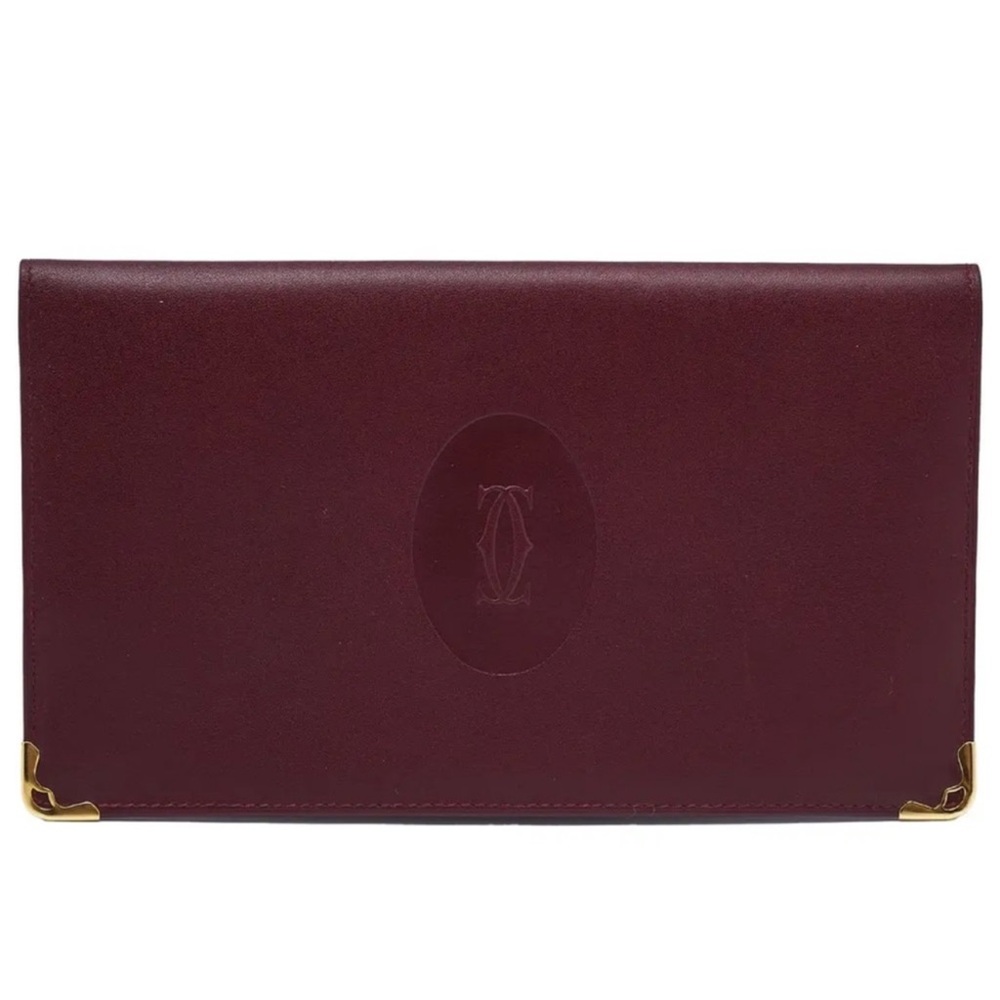 Authentic Cartier Long Rich Burgundy Leather Card Holder/Wallet